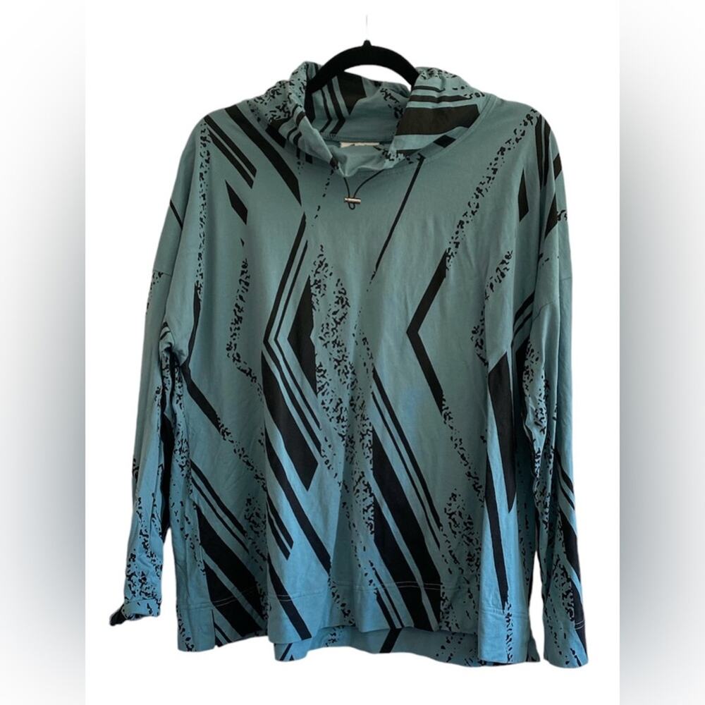 wild palms women’s size L long sleeve print cotton top